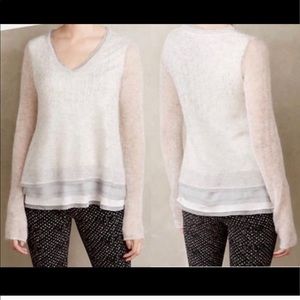Anthropologie Knitted & Knotted Alessia Gray Sweater